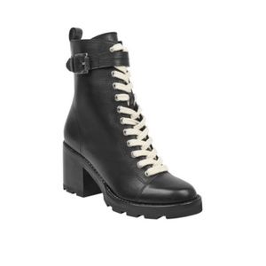 MARC FISHER LTD LACE UP LEATHER COMBAT BOOT SZ 5